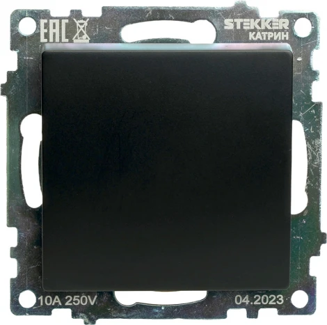 Переключатель одноклавишный перекрестный (черный) Stekker Катрин 49177