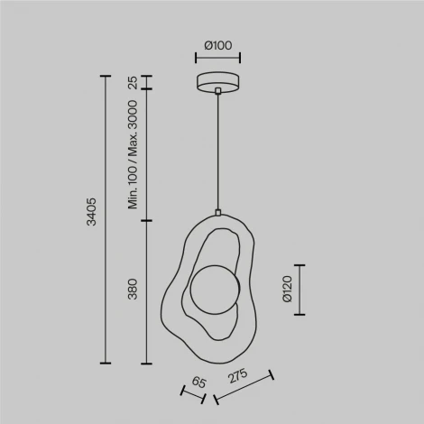 Подвесной светильник Maytoni Opus MOD380PL-01W (220V, на проводе, шар)