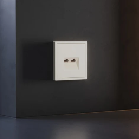 Накладка для розетки компьютерной двойной RJ45+RJ45 кат.6 (хлопок) Voltum S70 VLS001413