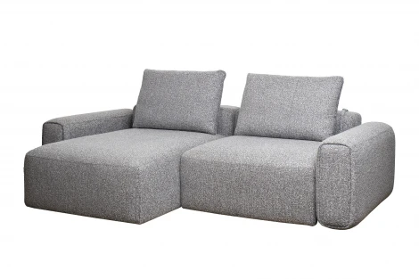 Диван трехместный Turin(2 секции) с канапе и мех черно/серый Santo1606 255*163,5**68см Garda Decor