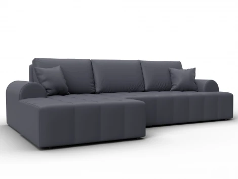 Диван угловой Лига-080 угол левый (ДСП/Пластик/Экокожа/Серый) Лига Диванов 134754L