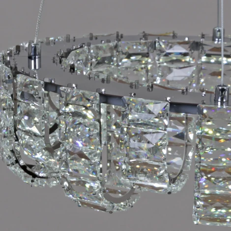 Подвесная люстра светодиодная с регулировкой цветовой температуры Reluce 33051-0.4-400+600 CR (220V, хрусталь, на тросе)