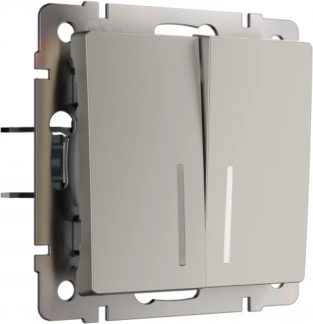 Выключатель двухклавишный с подсветкой (дымчатый) Werkel W1220104