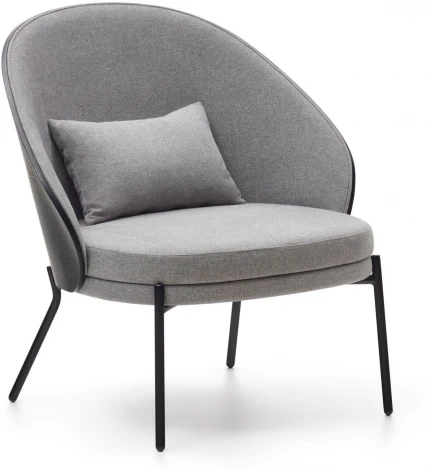 Кресло Eamy светло-серое из шпона ясеня с черной отделкой La Forma (ex Julia Grup) арт.150957