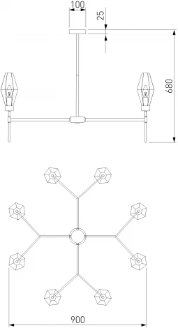 Потолочная люстра на штанге Eurosvet Prism 60143/8 латунь (220V)