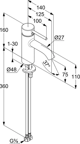 Смеситель Kludi Bozz 382723976 для раковины, черный