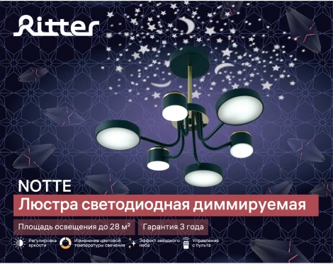 Потолочная люстра на штанге светодиодная с ДУ Ritter Notte 51633 4