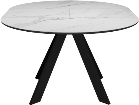 Стол DikLine SKC90 d900 Керамика Белый мрамор/подстолье черное/опоры черные арт.00-00073780