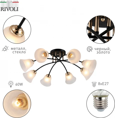 Люстра потолочная на штанге Brenda 9099-308 8 * Е27 60 Вт
