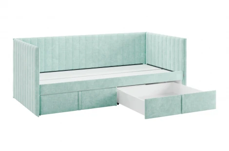 Кровать с ящиками Твикс (Софа) 90х200 см Mebelson (ДСП,Велюр/Зеленый) арт.171562,2764
