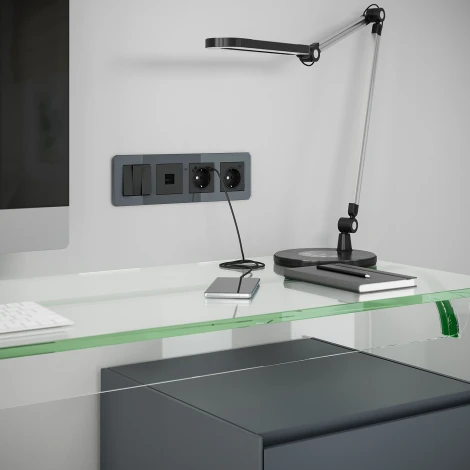 Рамка на 4 поста Elite (графит, стекло) Werkel W0042440 (a057881)