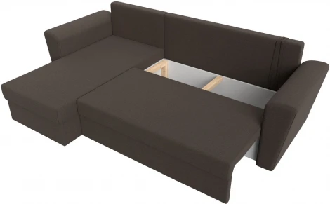 Диван угловой Амстердам Лайт левый угол (Коричневый/Рогожка) Лига Диванов арт.121168L