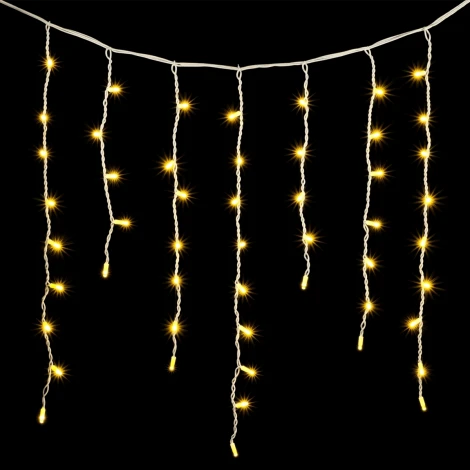 Гирлянда Бахрома 3,2 x 0,9 м Тепло-Белая 220В, 168 LED, Провод Белый Каучук, IP65