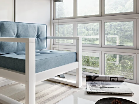 Кресло Arsko Астер белая эмаль голубая рогожка