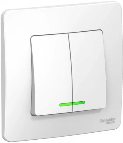 Выключатель встраиваемый двухклавишный с подсветкой (белый) Systeme Electric Blanca BLNVS010511