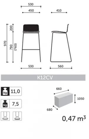 Барный стул Com Bar K12CV Profim Фанера H11