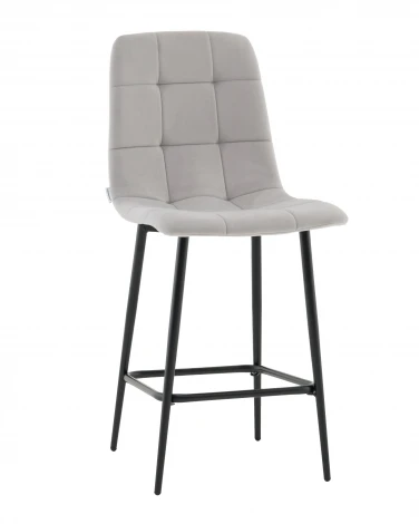 Стул полубарный Одди велюр светло-серый Stool Group арт.УТ000041432
