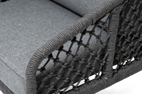 Лаунж-зона 4-местная из роупа узелкового плетения, каркас алюминий, роуп темно-серый 4SIS Канны KANS2C2TDK-4-SET D-gray