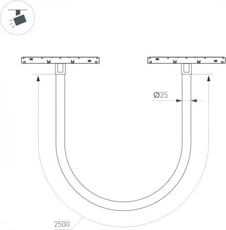 Светильник с гибким неоном магнитный MAG-ORIENT-TUBE-ELASTIC-R25-L2500-35W Warm3000 (BK, 360 deg, 48V, DALI) (Arlight, IP20 Металл) 044332