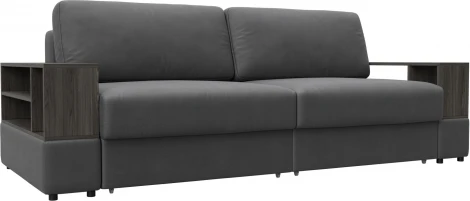 Диван прямой с 2 полками Лига-055 НПБ Лига Диванов (Замша) арт.129070