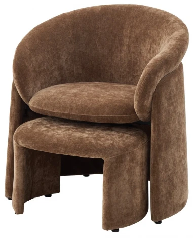 Кресло+оттоманка ХАГ (HUG) AT5139-13 Коричневый, ткань/ каркас металл в обивке, ®DISAUR M-City 64576