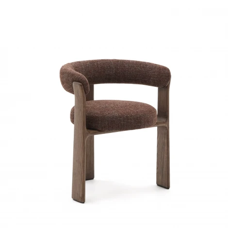 Granite Стул на 3 ножках из коричневого шенилла и массива ясеня в отделке орех арт.207767