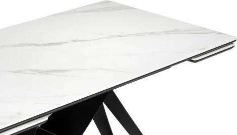 Керамический стол Notta Блэкберн 140(200)х80х75 белый мрамор snow white / черный арт.612170