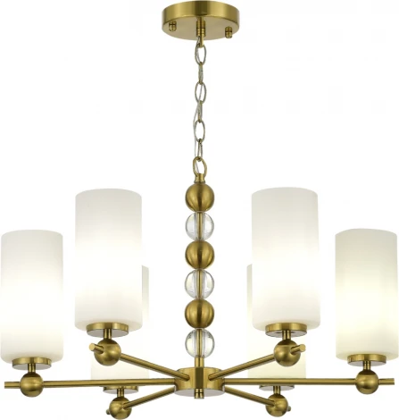 Подвесная люстра ST Luce SL2003 SL2003.303.06 латунь/белый E27 6*40W (220V, на цепи, бусы)