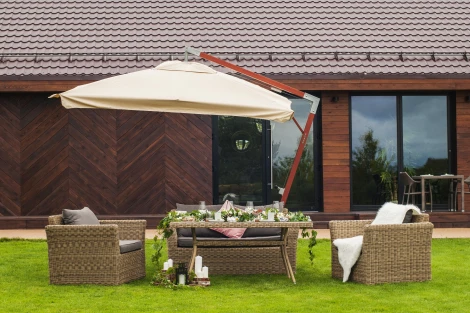 Обеденная группа из искусственного ротанга, цвет соломенный 4SIS Аффогато AS2C2T-4-SET