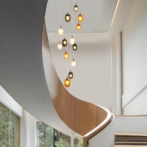 Подвесной светильник Wi-Fi каскадный Eurosvet Pineapple 50266 дымчатый/прозрачный/янтарный (220V, управление смартфоном, голосовое управление, умный дом - Minimir Home, Алиса, Маруся, Салют, на проводе)