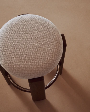 Granite Барный табурет из бежевого шенилла и массива ясеня в отделке орех 75 см La Forma (ex Julia Grup) 420263