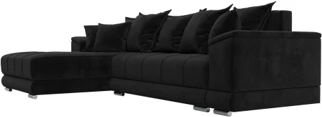 Диван угловой НордСтар левый угол (Черный/Велюр) Лига Диванов арт.121112L