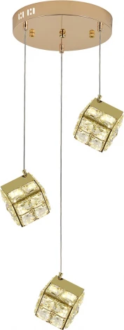 Подвесной светильник (12048/3P Gold) Indigo Radioso V000134L (LED, 220V, на проводе, куб)
