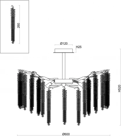 Потолочная люстра на штанге Freya Mineral FR1010CL-08G (220V, хрусталь, листья, ветки)