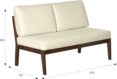 Диван-скамья Массив мягкая экокожа крем, каркас орех Mebelik арт.007549