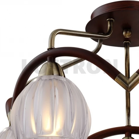 Потолочная люстра N-Light 407 407-05-53ABWBB antique brass + walnut