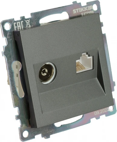 ТВ-розетка и Ethernet RJ-45 (графит) Stekker Катрин 49417