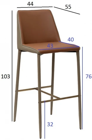 Стул барный экокожа терракота/бежевый  55*44*103см Garda Decor арт.163YH-16995