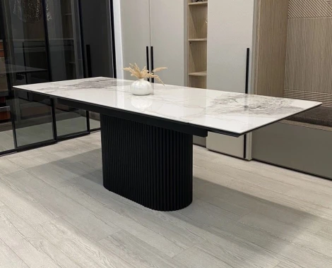 Стол АРИЯ 160 PANDORA LIGHT, керамика / Черный каркас M-City 64723