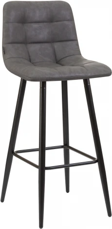 Стул барный NICOLE (черные матовые ножки, серая антрацитовая винтажная экокожа (RU-08))