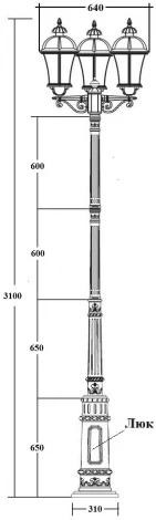 Наземный фонарь Oasis Light ROMA L 95210LB E7 Gb (220V, IP44)