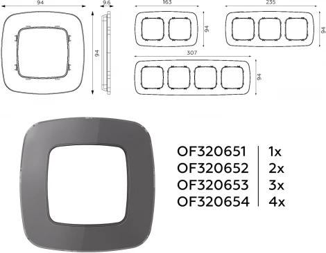 Рамка Ambrella Volt OMEGA Radian (Антрацит серый Стекло органическое) 2-ая OF320652
