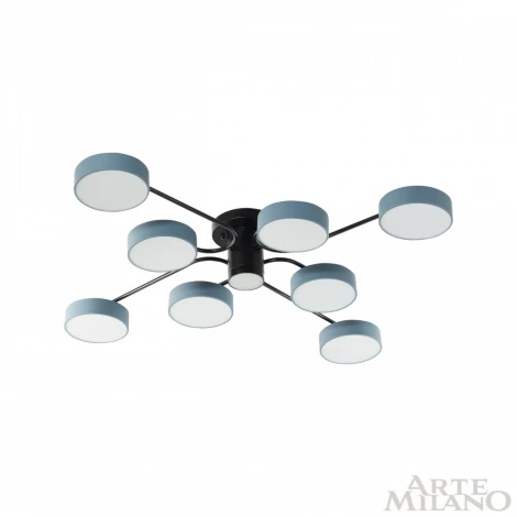 Потолочная люстра на штанге Arte Milano Ferrara 253039/8+1 Bk/Gr (LED, 220V, круглые)