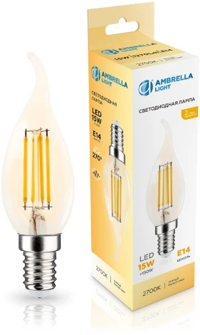Лампа светодиодная Свеча на ветру CF35 15W 2700K Ambrella Bulbing 351523