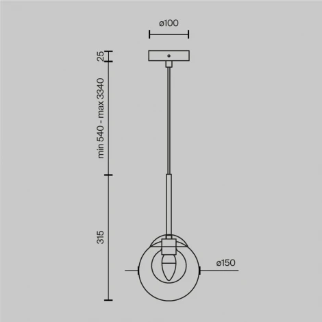 Подвесной светильник Maytoni Basic form MOD521PL-01G1 (220V, на проводе, шар)