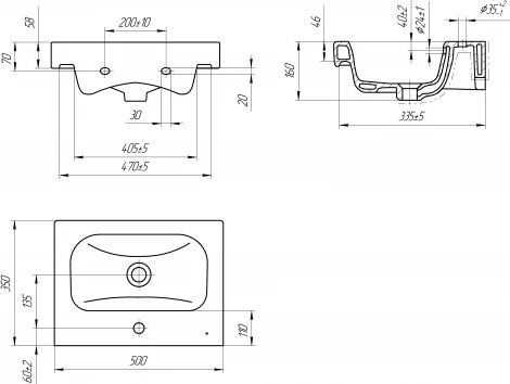 Раковина Cersanit Moduo slim 50