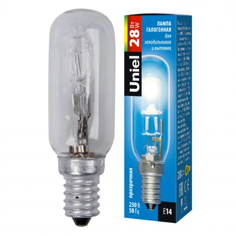 Лампочка галогенная цилиндр прозрачная E14 28W 3000K Uniel HCL-28/CL/E14/F25 special