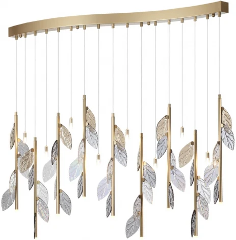 Подвесной светильник Odeon Light Listva 5445/17 матов.золото/дымч/прозрачн/коньячн/бензинов./металл/стекло 17*G4 LED*3W 12V (220V, на проводе)