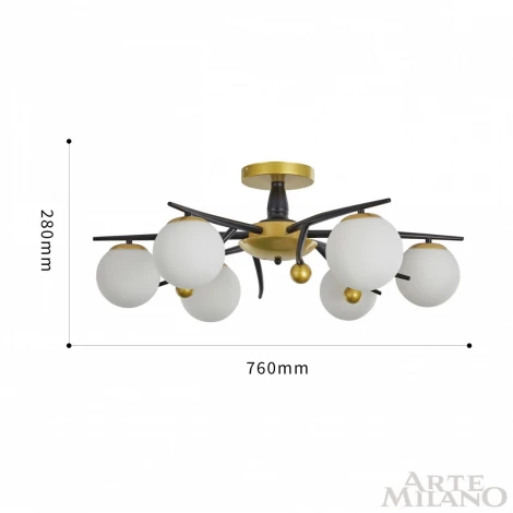 Потолочная люстра на штанге Arte Milano 273408/6 BK/GD (220V, шарики)