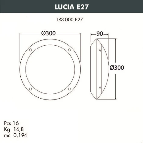 Настенный светильник Fumagalli Lucia 1R3.000.000.AYE27OR1 (220V, круглые, IP66)